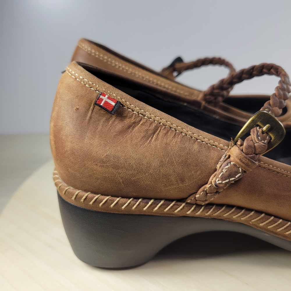 ECCO Sussex Brown Leather Floral Tooled Mary Jane Clogs Women’s size EU 39 - Picture 11 of 16